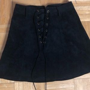 Black lace up skirt